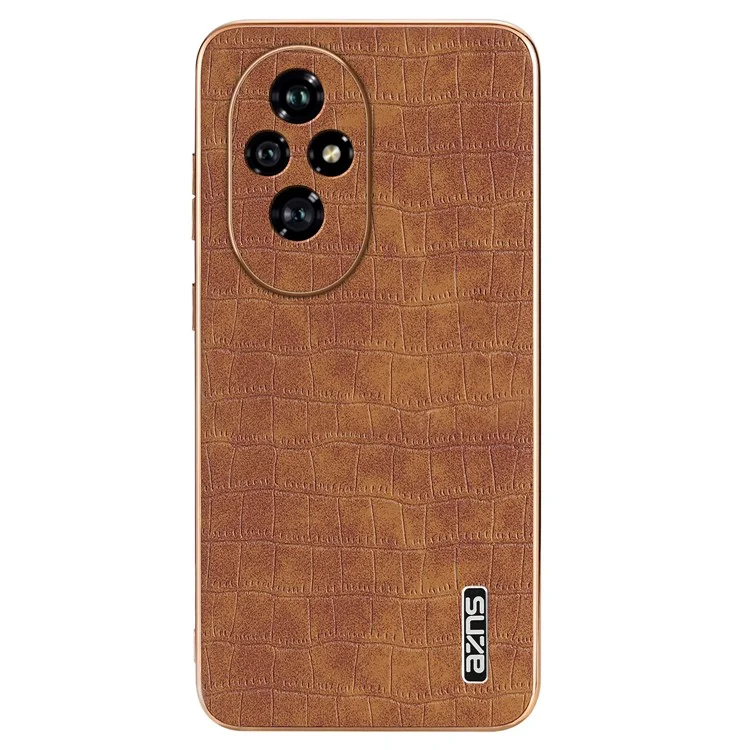 AZNS For Honor 200 Pro 5G Case PU Leather Crocodile Texture Phone Back Cover - Brown