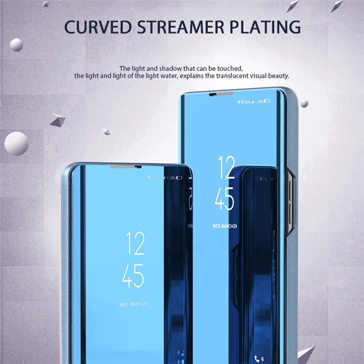 Für Xiaomi Poco F6 Pro 5G / Redmi K70 5G / K70 Pro 5G Hülle Spiegeldesign Leder Handyhülle - Blau