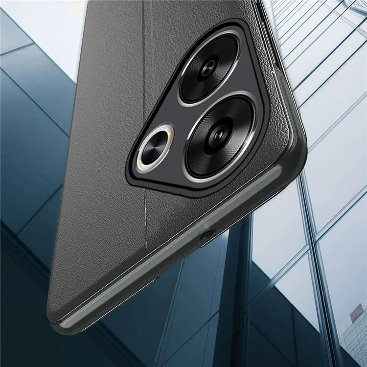 Per Xiaomi Poco F6 5G / Redmi Turbo 3 5G Custodia Stand Custodia in pelle con finestra - Nero