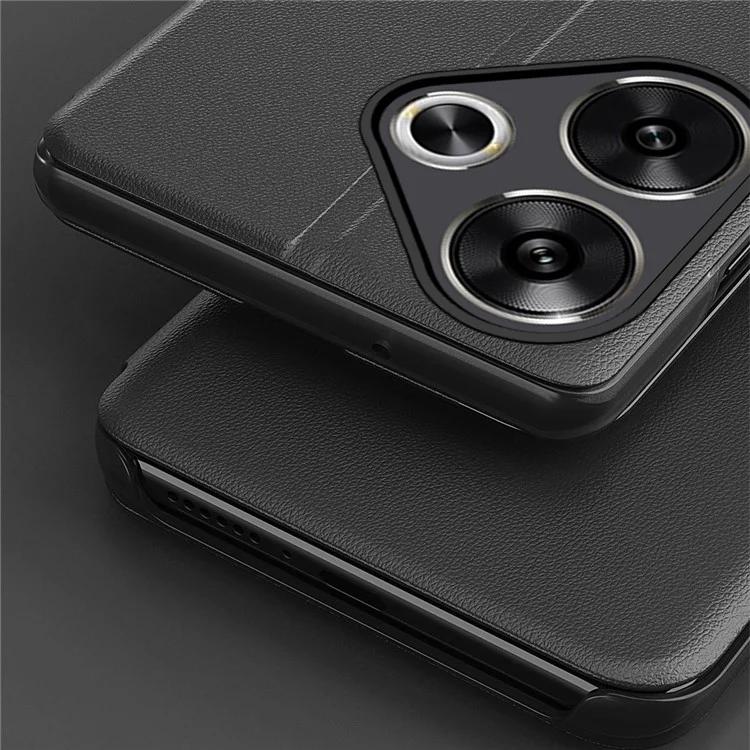 Per Xiaomi Poco F6 5G / Redmi Turbo 3 5G Custodia Stand Custodia in pelle con finestra - Nero