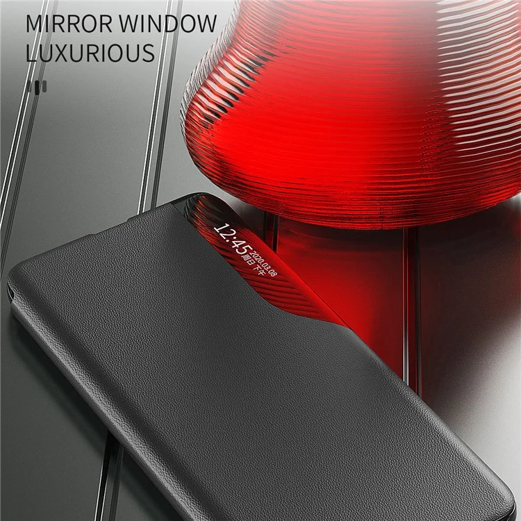 Para Samsung Galaxy A55 5G Case Clear View Window Flip Leather Phone Cover - Preto