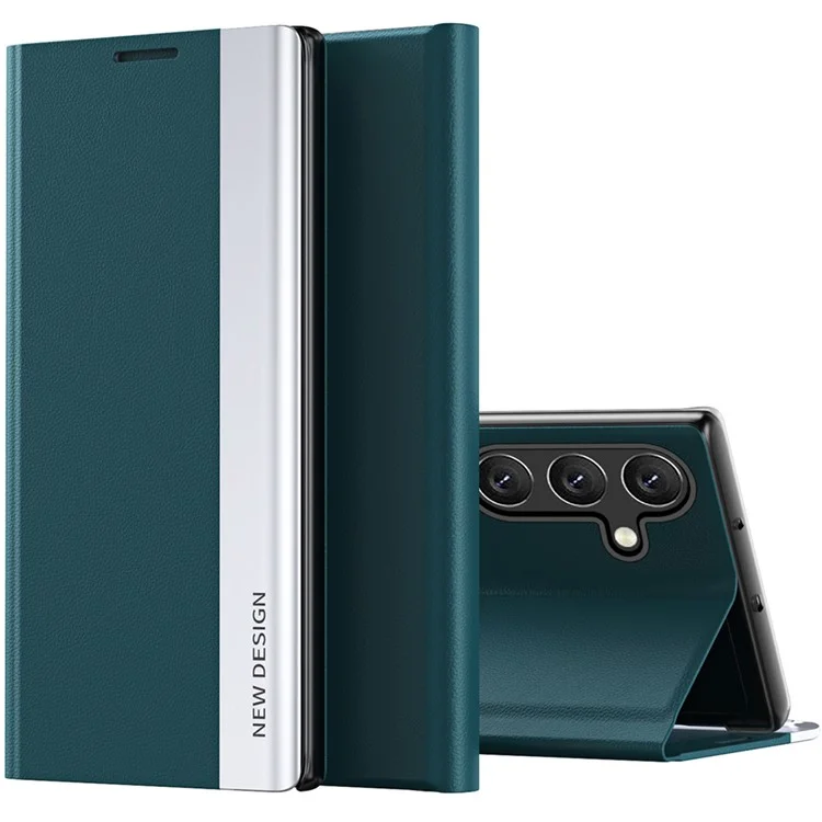 Para Samsung Galaxy A55 5G Case Anti-Drop Leather Phone Cover com Suporte - Verde