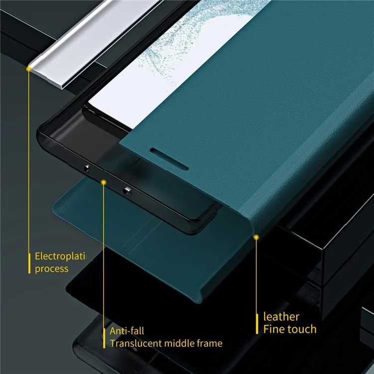 Para Samsung Galaxy A55 5G Case Anti-Drop Leather Phone Cover com Suporte - Verde