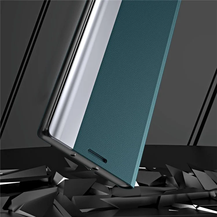 Para Samsung Galaxy A55 5G Case Anti-Drop Leather Phone Cover com Suporte - Verde