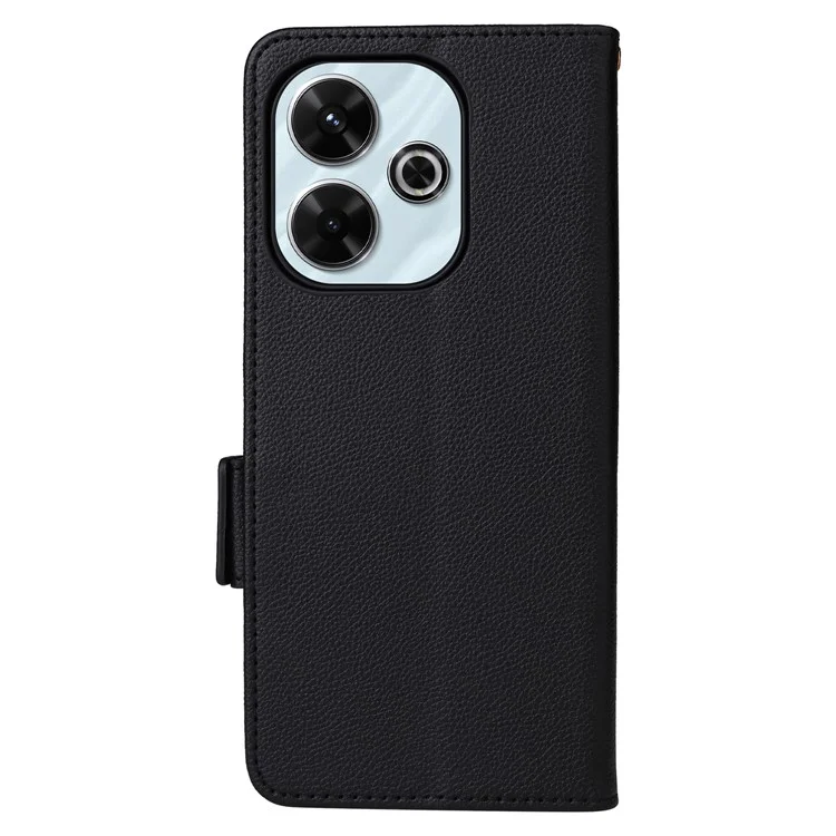 Pour Xiaomi Redmi 13 5G / 13 4G / Note 13R 5G / Poco M6 4G Étui Sac à Main Texture Litchi Cuir Étui Téléphone - Noir