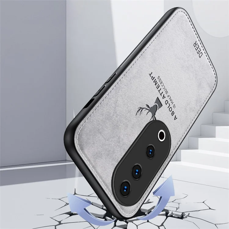Para vivo S19 Pro 5G Capa Padrão de Veado Couro+PC+TPU Capa de Telefone Slim - Cinza
