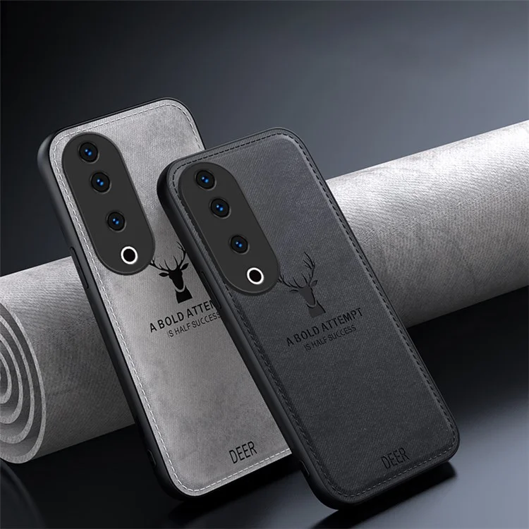 Para vivo S19 Pro 5G Capa Padrão de Veado Couro+PC+TPU Capa de Telefone Slim - Cinza