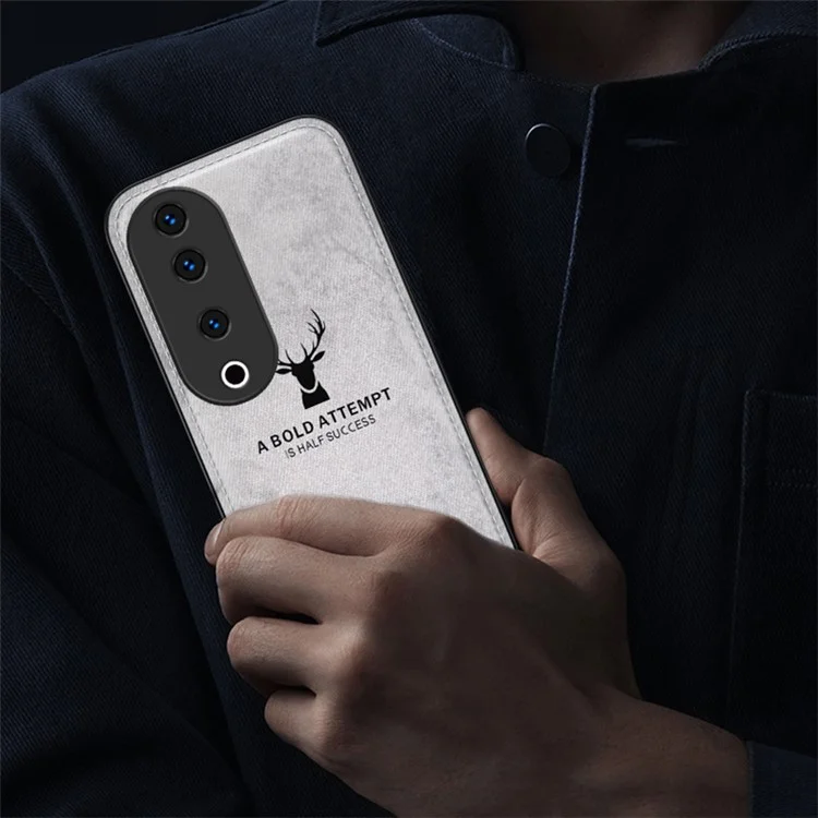 Para vivo S19 Pro 5G Capa Padrão de Veado Couro+PC+TPU Capa de Telefone Slim - Cinza