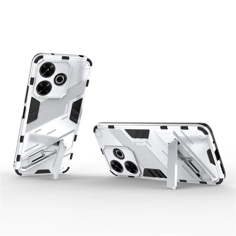 For Xiaomi Redmi 13 5G / 13 4G Case PC+TPU Shockproof Protective Phone Cover with Kickstand - White