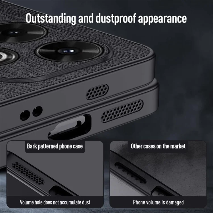 Para Xiaomi Redmi 13 5G / 13 4G Case Texture Wood Leather+PC+TPU Hybrid Phone Cover - Preto