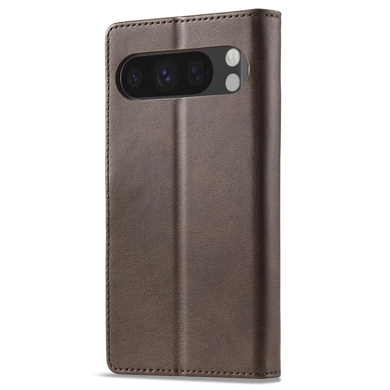 LC.IMEEKE For Google Pixel 9 / 9 Pro Case Magnetic Buckle Wallet Leather Phone Cover Calf Texture - Brown