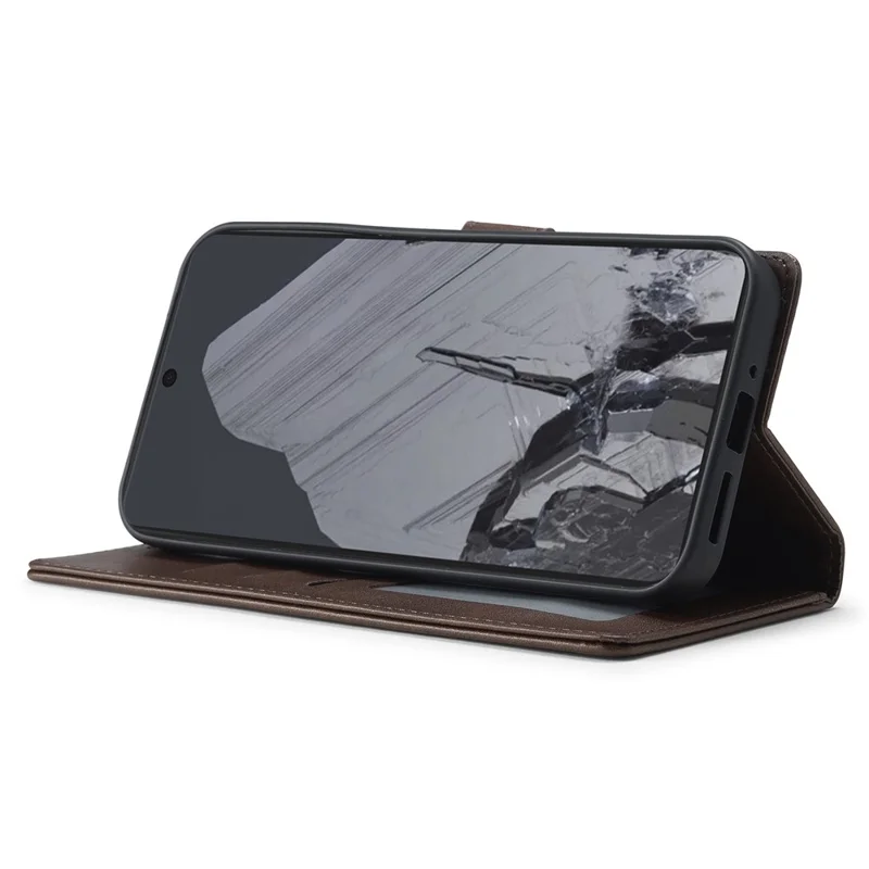 LC.IMEEKE For Google Pixel 9 / 9 Pro Case Magnetic Buckle Wallet Leather Phone Cover Calf Texture - Brown