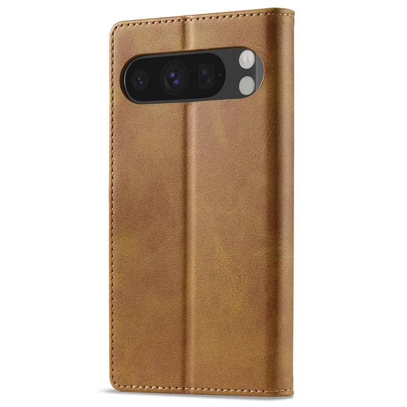 LC.IMEEKE For Google Pixel 9 Pro / Pixel 9 Case Shockproof Wallet PU Leather Phone Cover Calf Texture - Yellow