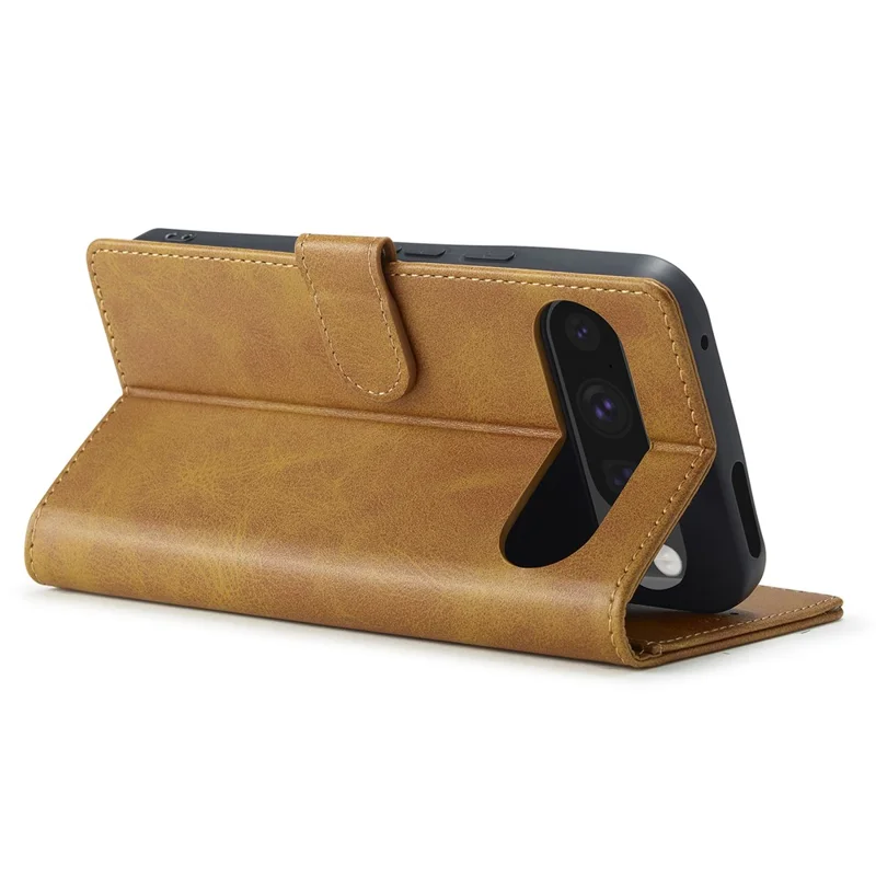 LC.IMEEKE For Google Pixel 9 Pro / Pixel 9 Case Shockproof Wallet PU Leather Phone Cover Calf Texture - Yellow