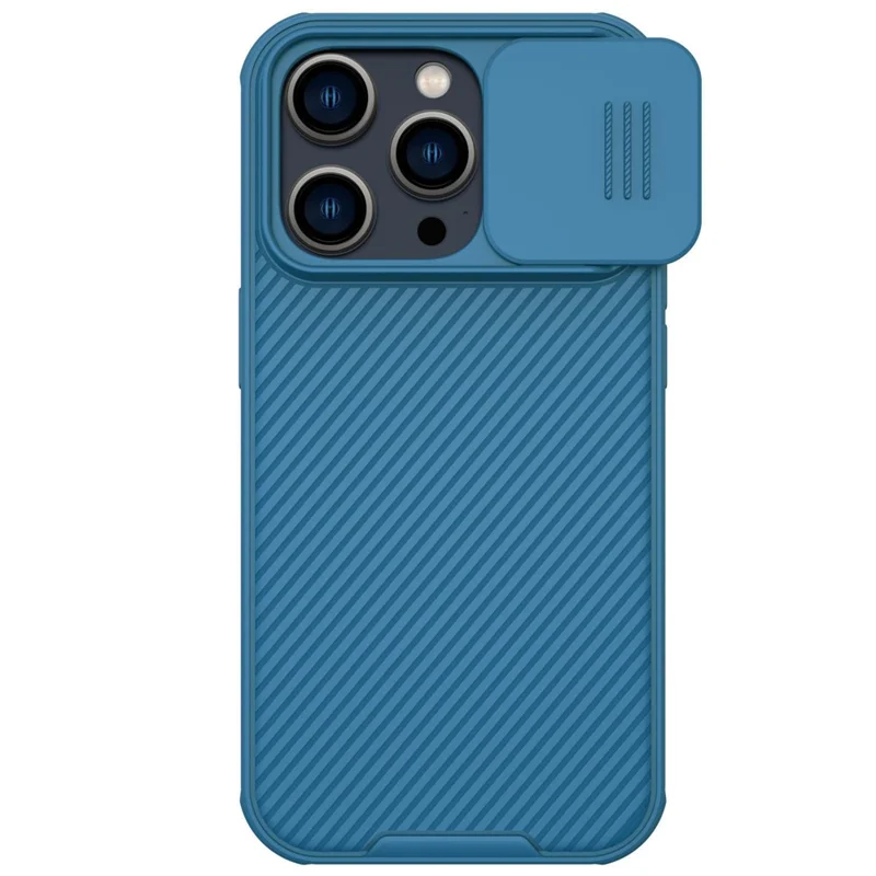 NILLKIN CamShield Pro Series for iPhone 14 Pro Max Slide Camera Protection Anti-scratch Phone Case TPU Frame PC Back Cover - Blue