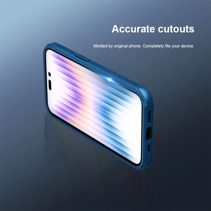 NILLKIN CamShield Pro Series for iPhone 14 Pro Max Slide Camera Protection Anti-scratch Phone Case TPU Frame PC Back Cover - Blue