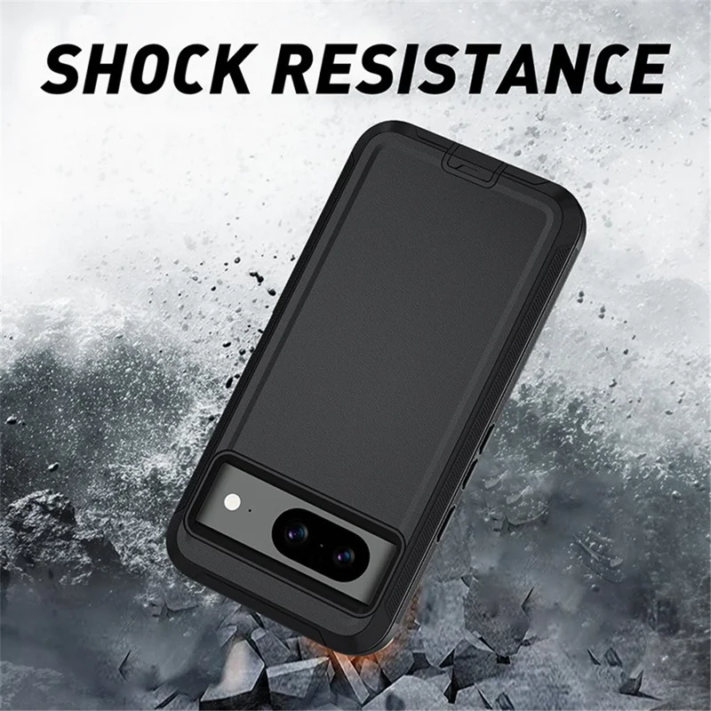 For Google Pixel 8a Slim-Fit Phone Case Anti-Scratch PC+TPU Drop-proof Cover - Black+Orange