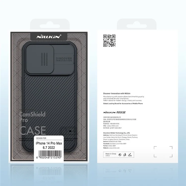 Nillkin Camshield Pro Série Para Iphone 14 Pro Proteção à Câmera Deslizante de 6,1 Polegadas PC Hard PC Soft TPU Caixa de Choque à Prova de Choque - Preto