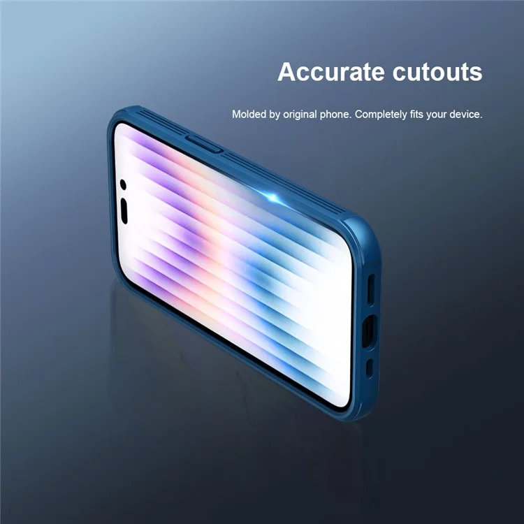 NILLKIN CamShield Pro Series for iPhone 14 Pro 6.1 inch Slide Camera Protection Hard PC Soft TPU Case Shockproof Phone Cover - Blue