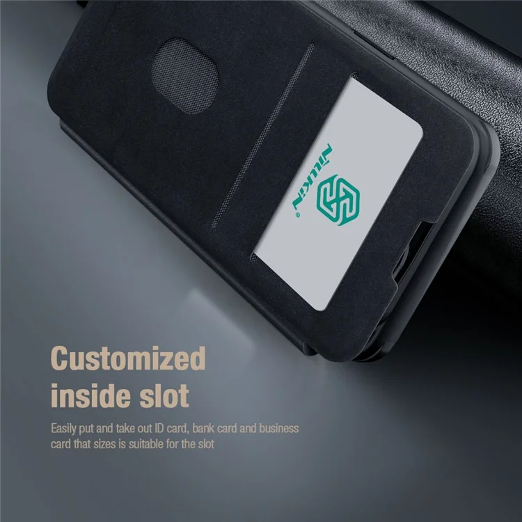 NILLKIN Qin Pro Series for iPhone 14 / iPhone 13 Full Protection Phone Case with Sliding Lens Cover PU Leather Phone Shell Card Holder - Green