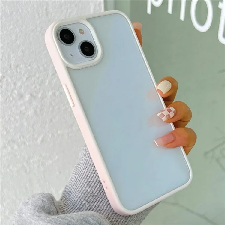 Para o iPhone 15 Plus Colored Edge Phone Case TPU+Acrylic Cell Phone Cover - Pink