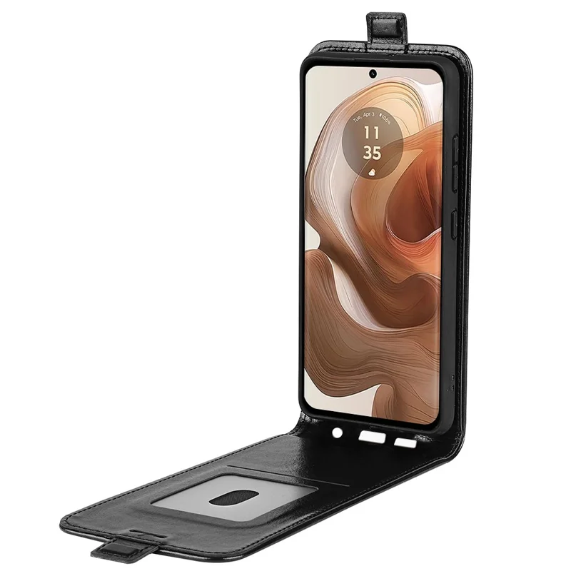 Для Motorola Edge 50 Ultra 5G / Moto X50 Ultra 5G Вертикальный Чехол с Откидным Клапаном и Слотами для Карт - Черный