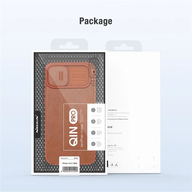 NILLKIN Qin Pro Series for iPhone 14 Plus Ultra Slim Dirt-proof Phone Case with Sliding Lens Protection Cover and Card Slots Anti-fall Phone Flip Shell - Black