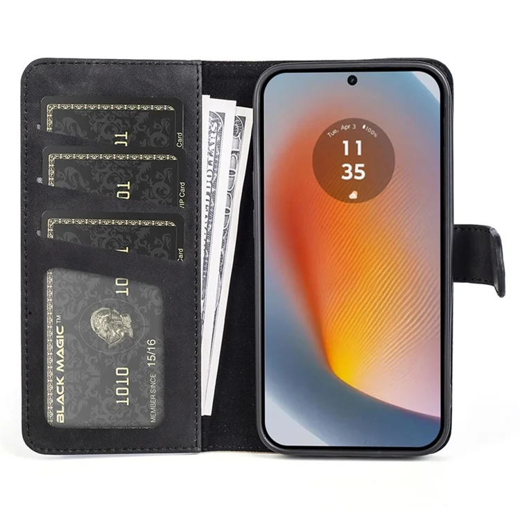 Für Motorola Edge 50 Fusion 5G Case Flip Splicing Leder Handyhülle - Schwarz