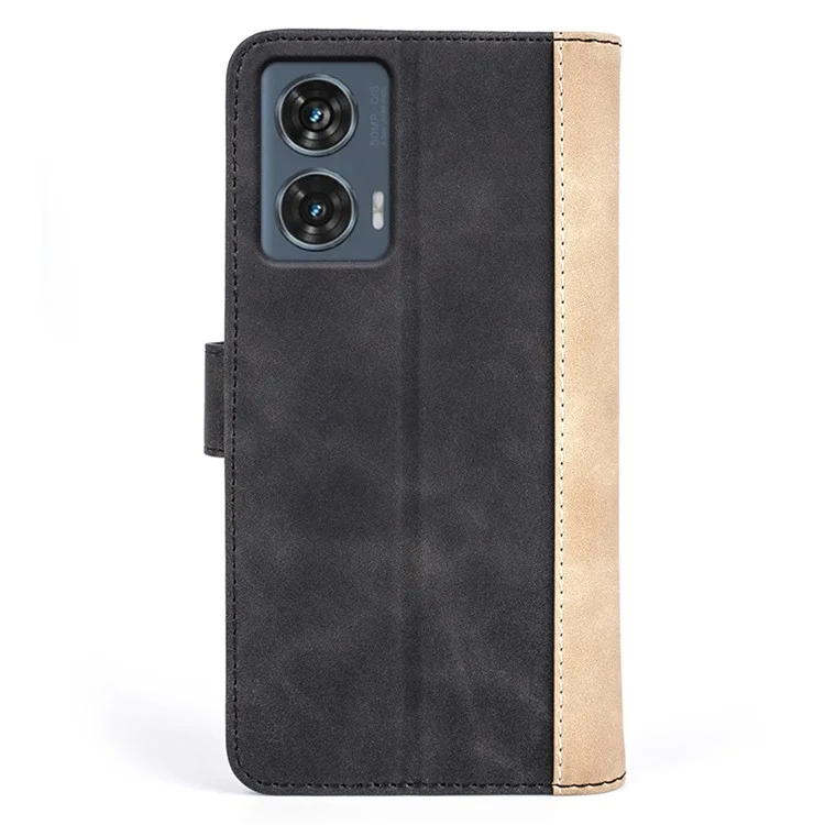Für Motorola Edge 50 Fusion 5G Case Flip Splicing Leder Handyhülle - Schwarz