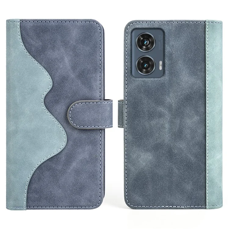 Per Motorola Edge 50 Fusion 5G Case Flip Splicing Leather Phone Cover - Blu