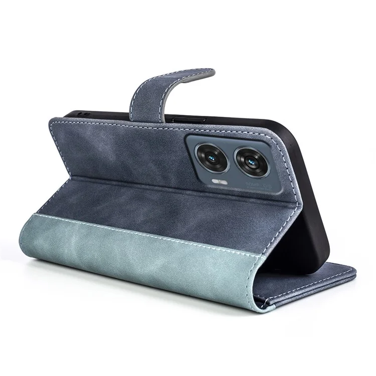 Per Motorola Edge 50 Fusion 5G Case Flip Splicing Leather Phone Cover - Blu