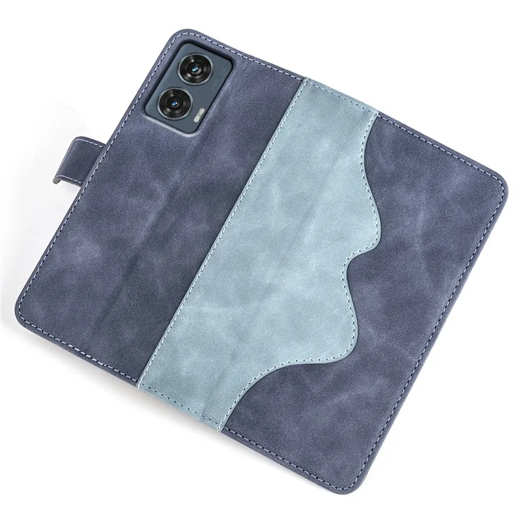 Per Motorola Edge 50 Fusion 5G Case Flip Splicing Leather Phone Cover - Blu