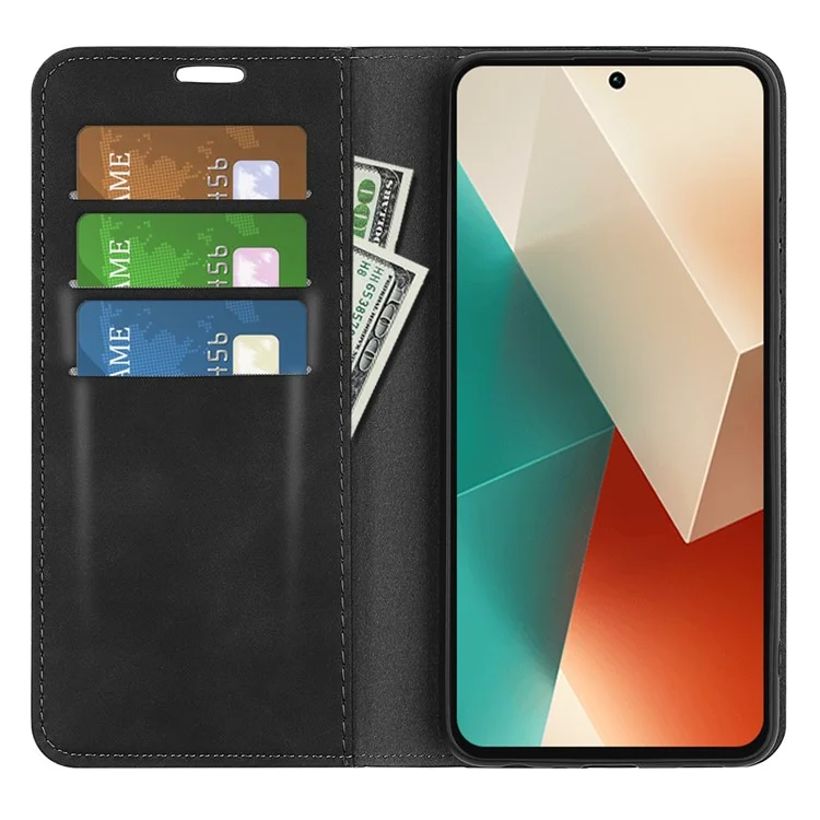 For Motorola Edge 50 Fusion 5G Case PU Leather Wallet Folio Flip Phone Cover - Black