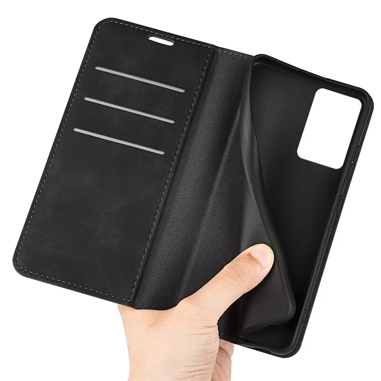 For Motorola Edge 50 Fusion 5G Case PU Leather Wallet Folio Flip Phone Cover - Black