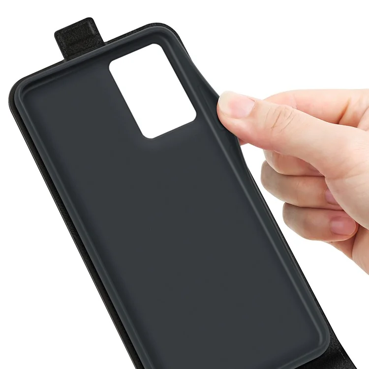 Für Motorola Edge 50 Fusion 5G Case Vertikale Flip-Kartensteckplätze Leder Handyhülle - Schwarz