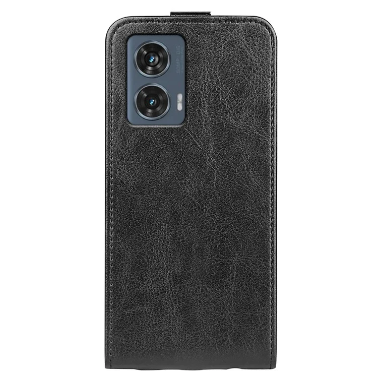 Für Motorola Edge 50 Fusion 5G Case Vertikale Flip-Kartensteckplätze Leder Handyhülle - Schwarz