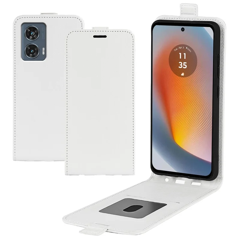 For Motorola Edge 50 Fusion 5G Case Vertical Flip Card Slots Leather Phone Cover - White