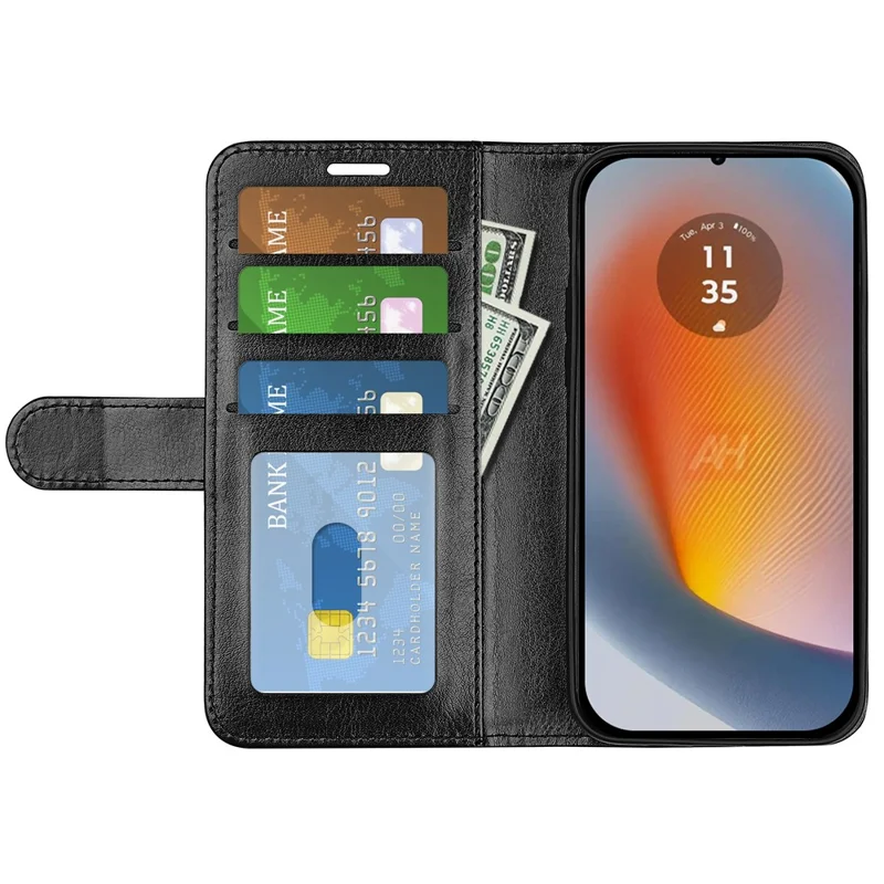 For Motorola Edge 50 Fusion 5G Wallet Case Leather Phone Cover with Stand - Black