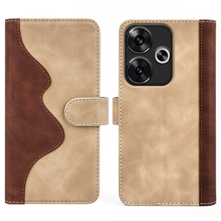 For Xiaomi Redmi Turbo 3 5G / Poco F6 5G Leather Case Splicing Color Leather Phone Cover - Yellow
