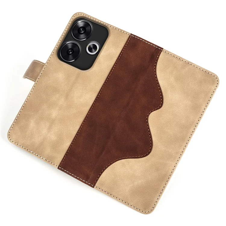 For Xiaomi Redmi Turbo 3 5G / Poco F6 5G Leather Case Splicing Color Leather Phone Cover - Yellow