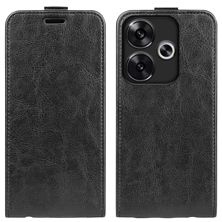 Para Xiaomi Redmi Turbo 3 5G / Poco F6 5G Funda Vertical Flip Funda de Teléfono de Cuero con Ranuras para Tarjetas - Negro
