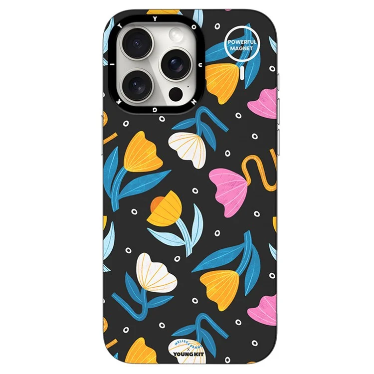 YOUNGKIT Mousse Series For iPhone 14 Pro Max Case IMD PC+TPU Magnetic Phone Cover - MUScx001-Flores