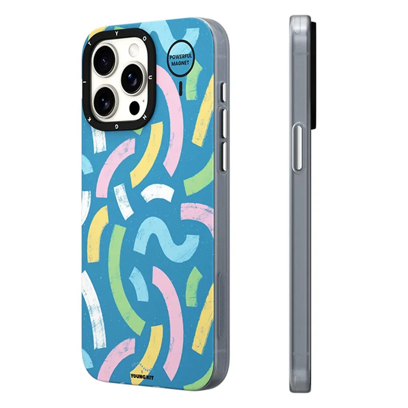 YOUNGKIT Mousse Series For iPhone 14 Pro Max Case IMD PC+TPU Magnetic Phone Cover - MUScx004-Ribbon