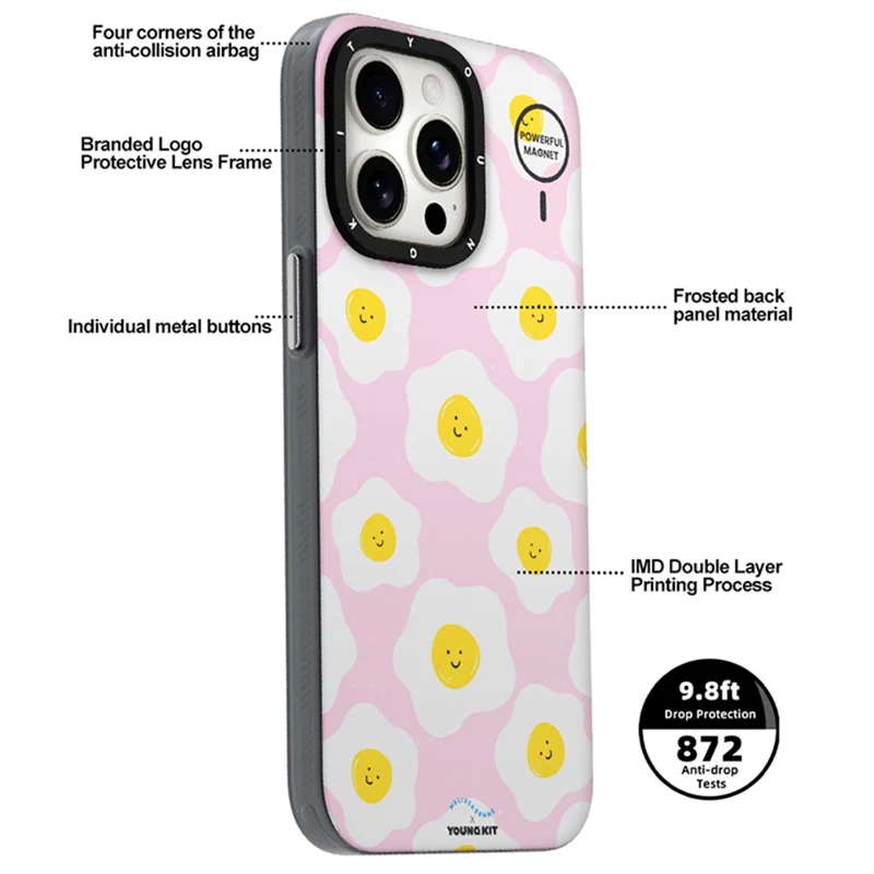 YOUNGKIT Mousse-serie til iPhone 13 Pro skånlæder med IMD-mønster PC+TPU magnetisk telefonbeskytning - MUScx001-Blomster