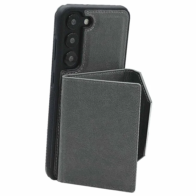 Custodia per Samsung Galaxy S23 Detachable Leather Back Cover 4 Card Slots Bag - Grigio