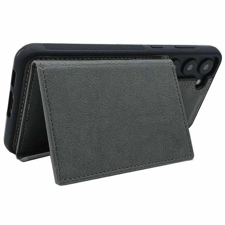 Custodia per Samsung Galaxy S23 Detachable Leather Back Cover 4 Card Slots Bag - Grigio