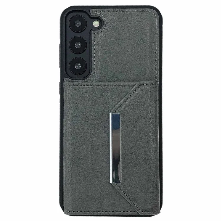 Custodia per Samsung Galaxy S23 Detachable Leather Back Cover 4 Card Slots Bag - Grigio