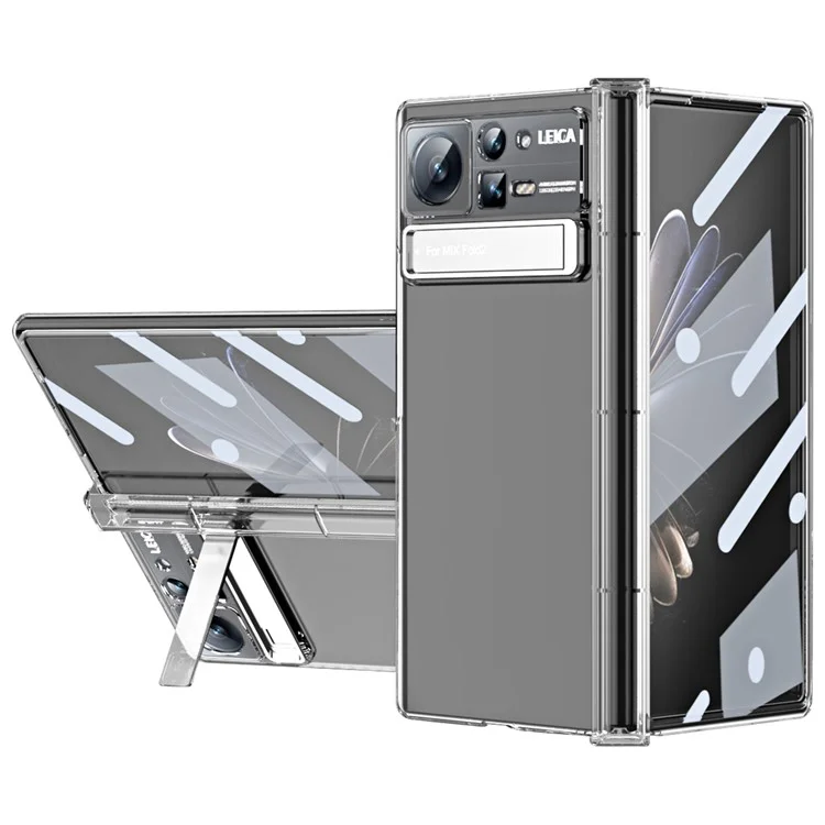 Pour Xiaomi Mix Fold 2 5G Coque de téléphone Pliage Anti-chute Coque de téléphone Dur PC Coque de téléphone avec Support - Transparent