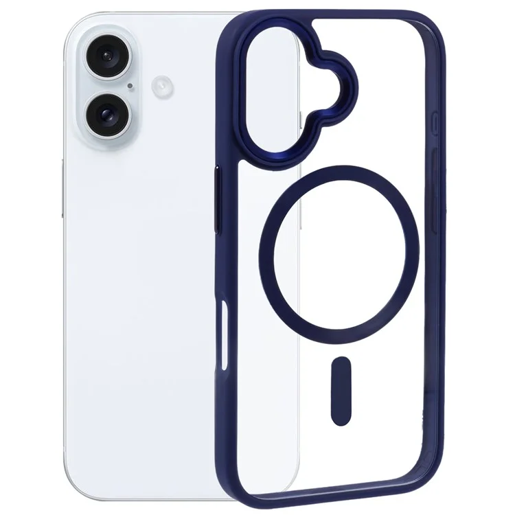 For iPhone 16 Plus Case Drop-Proof PC+TPU Phone Cover Compatible with MagSafe - Blue