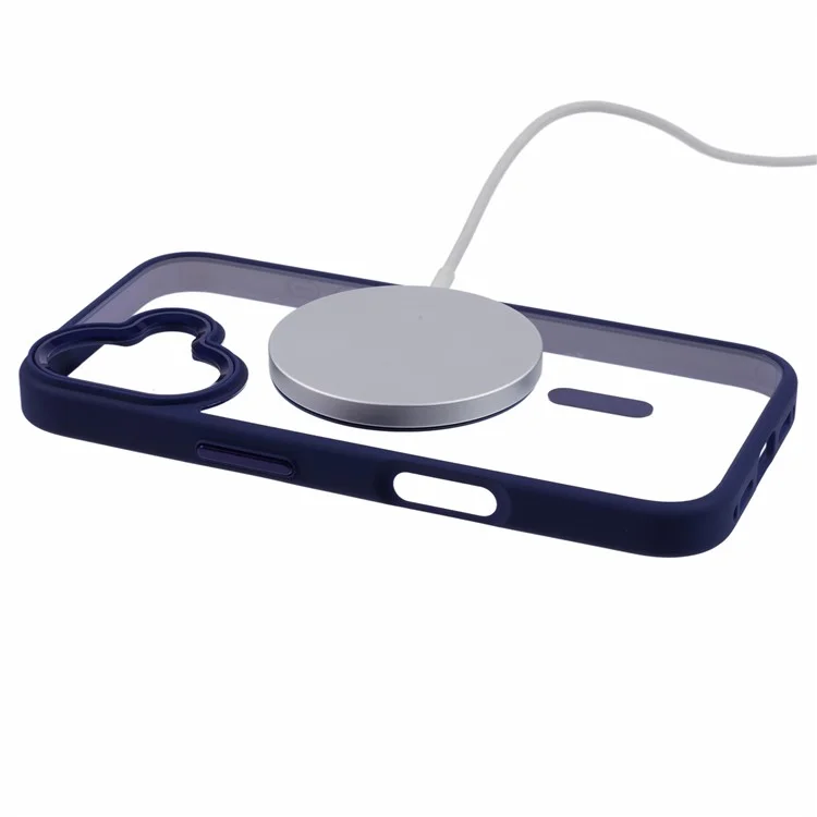 For iPhone 16 Plus Case Drop-Proof PC+TPU Phone Cover Compatible with MagSafe - Blue